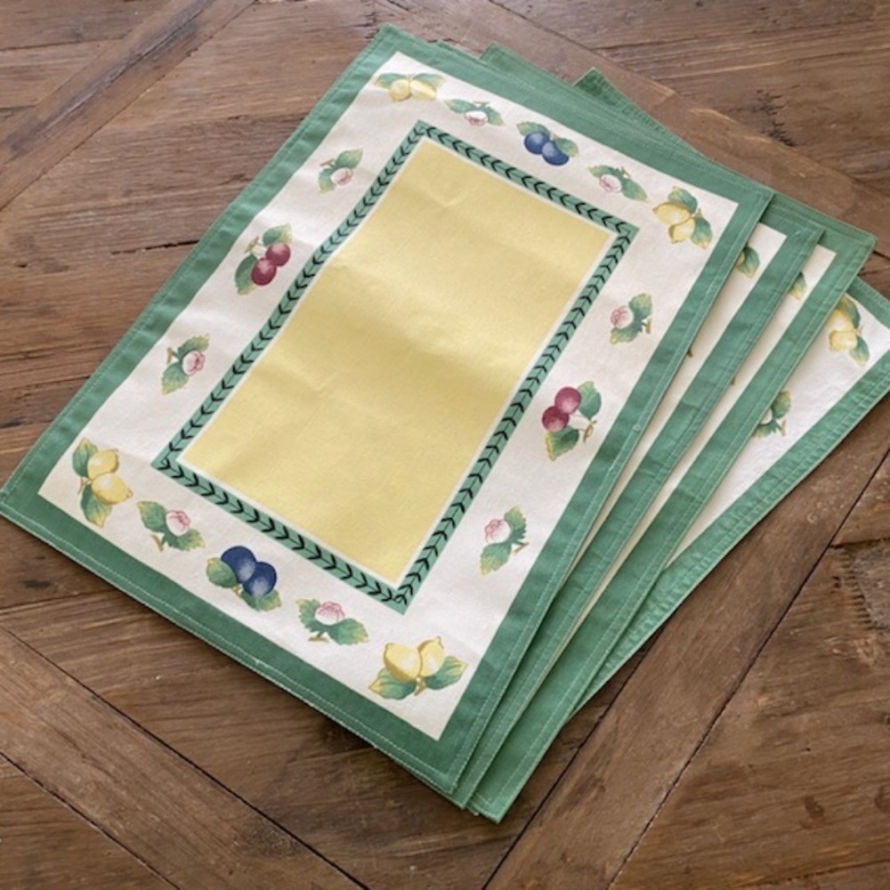 Set of Four (4) Villeroy & Boch Green and Yellow Placemats